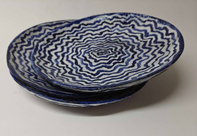 Shallow Pasta Bowls in Cobalt Blue, set of 2 - Morag MacInnes