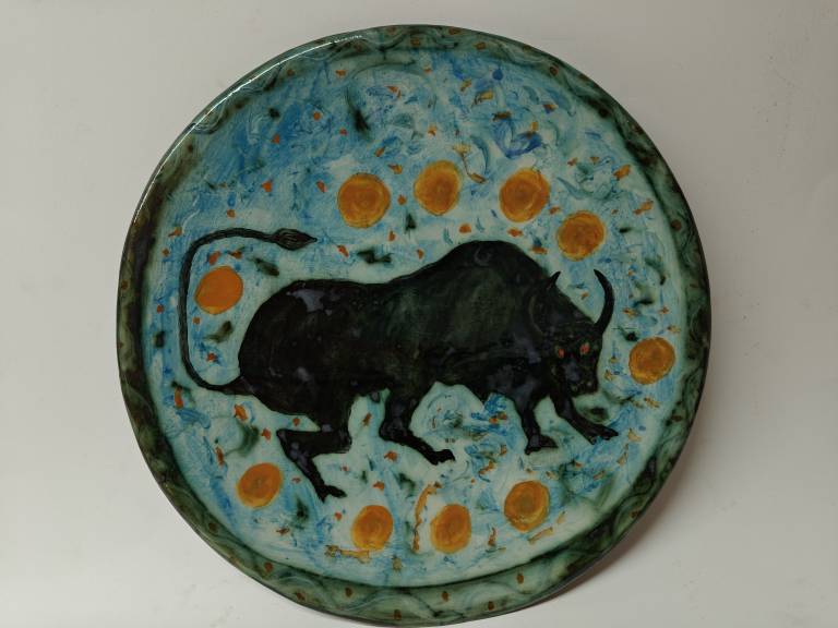 Bull & Yellow Suns Platter - Morag MacInnes