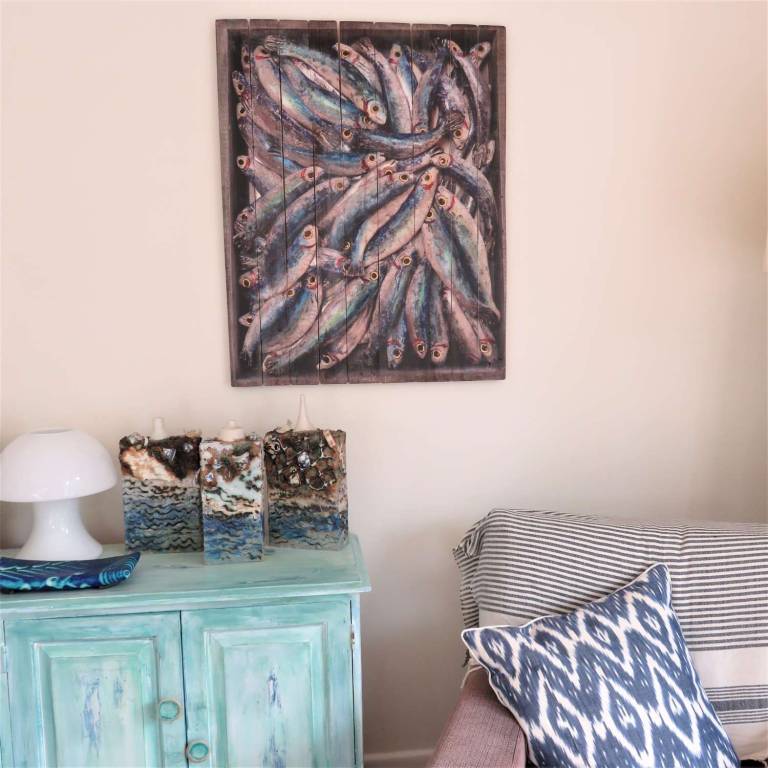 Hand Embellished Wood Panel Prints. Editions Diana Tonnison Ceramics