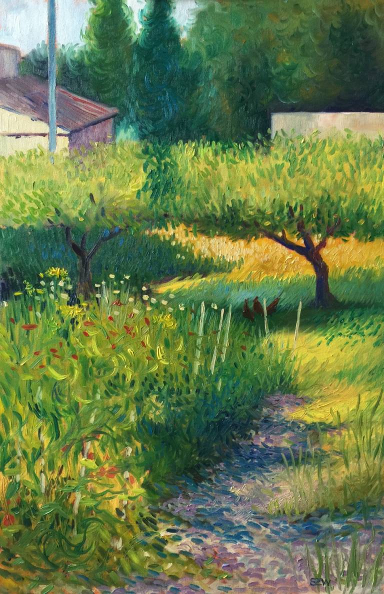 Path Meandering past Chickens - Sarah Wimperis