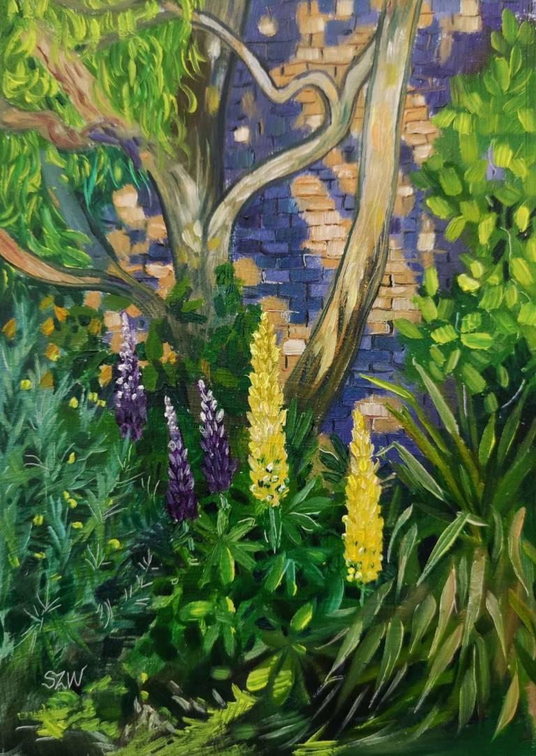 Lupins in the Garden - Sarah Wimperis