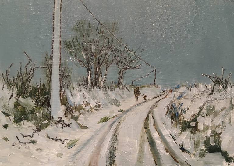 Dog Walk in the Snow - Sarah Wimperis