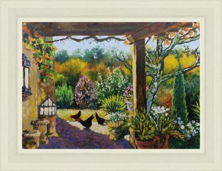 Chickens in a French Garden - Sarah Wimperis