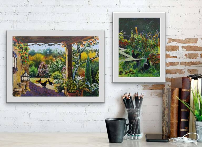 Chickens in a French Garden - Sarah Wimperis