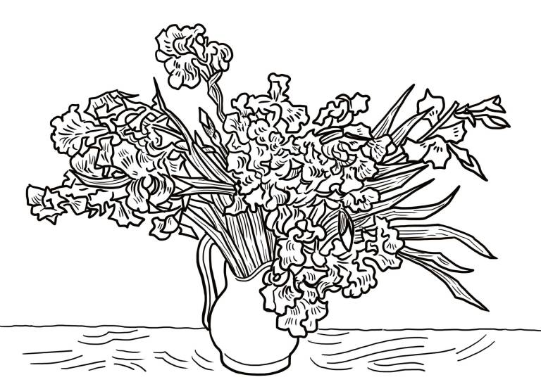 Irises in a Vase Vincent Style - Sarah Wimperis