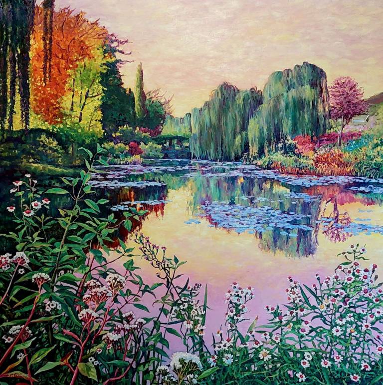 Impressionistic oil paintings of Monet's garden at Giverny - 