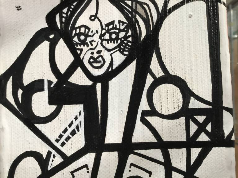 White woman with big earrings Recto/ Verso - Alix Godon