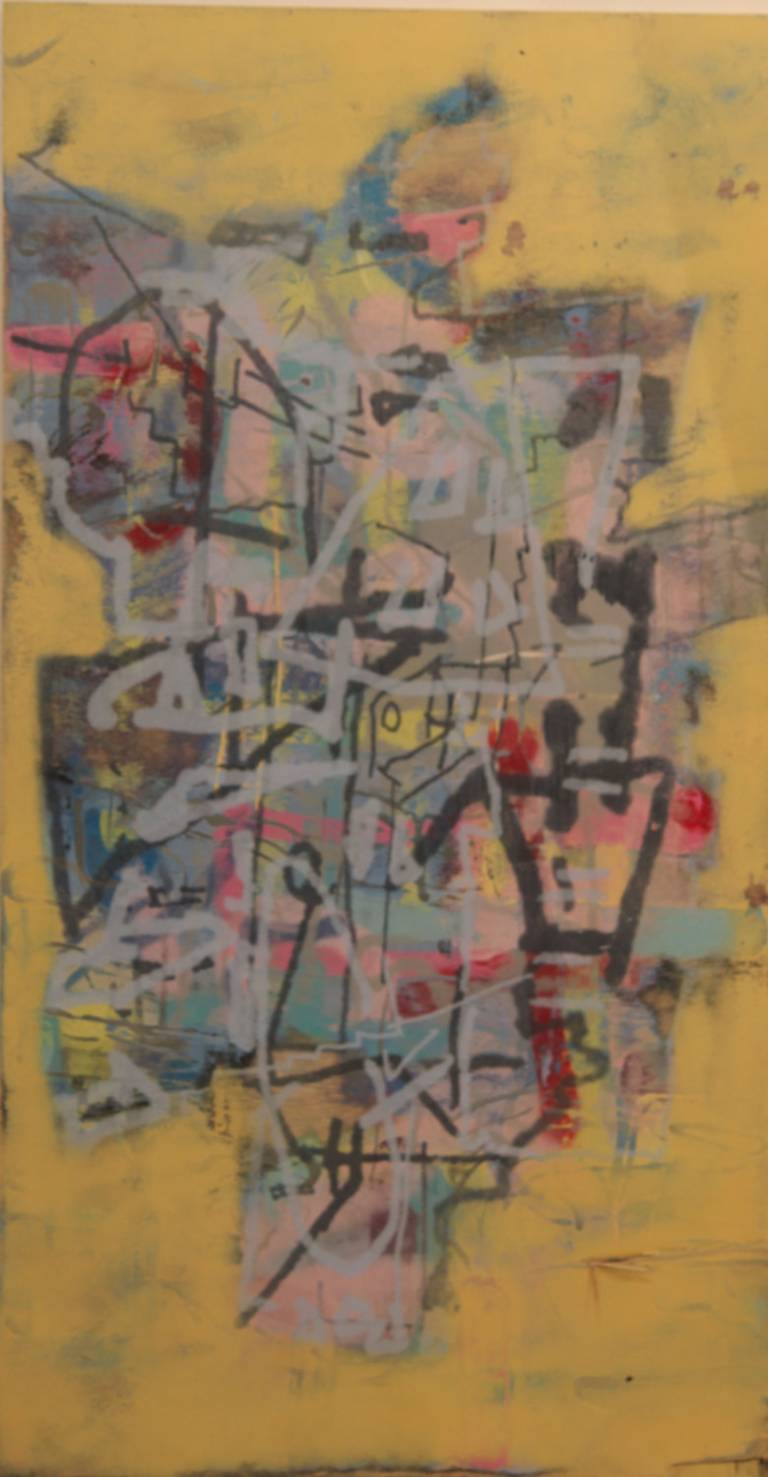 David Iain Brown - yellow background screen print.