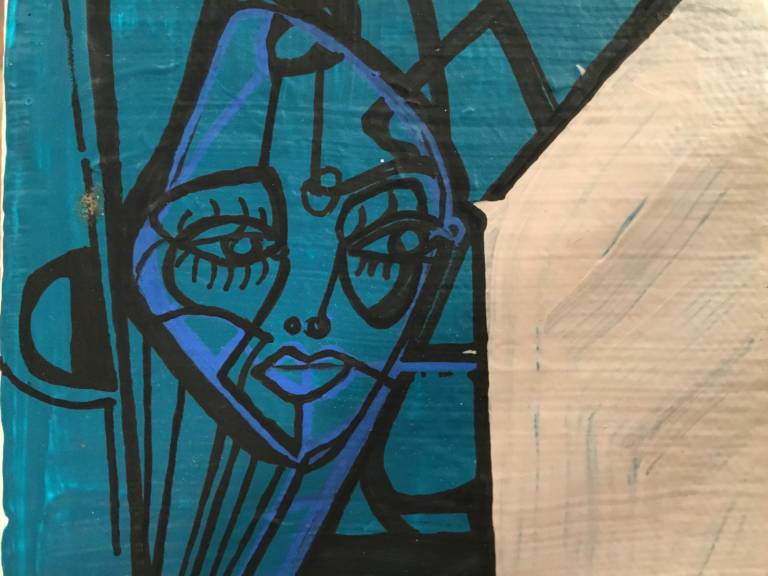 Blue face with speech bubble Recto/verso - Alix Godon