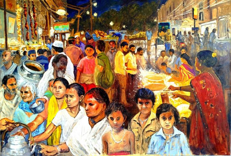 Three Young Girls Queuing For Food. Sri Lanka. SOLD - Cyppo  Streatfeild