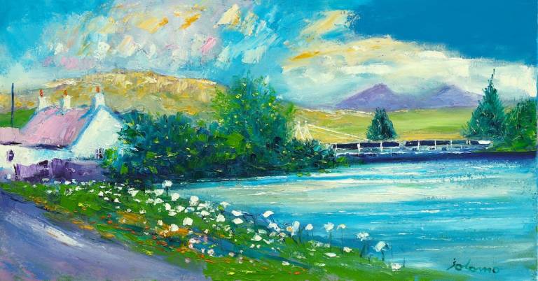 White flowers Lock 11 Crinan Canal - John Lowrie Morrison OBE