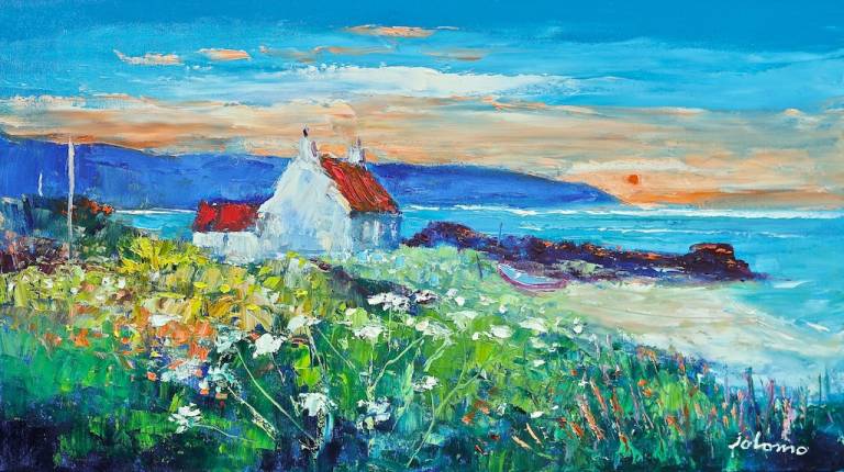 White wildflowers at Westport Kintyre              SOLD - John Lowrie Morrison OBE