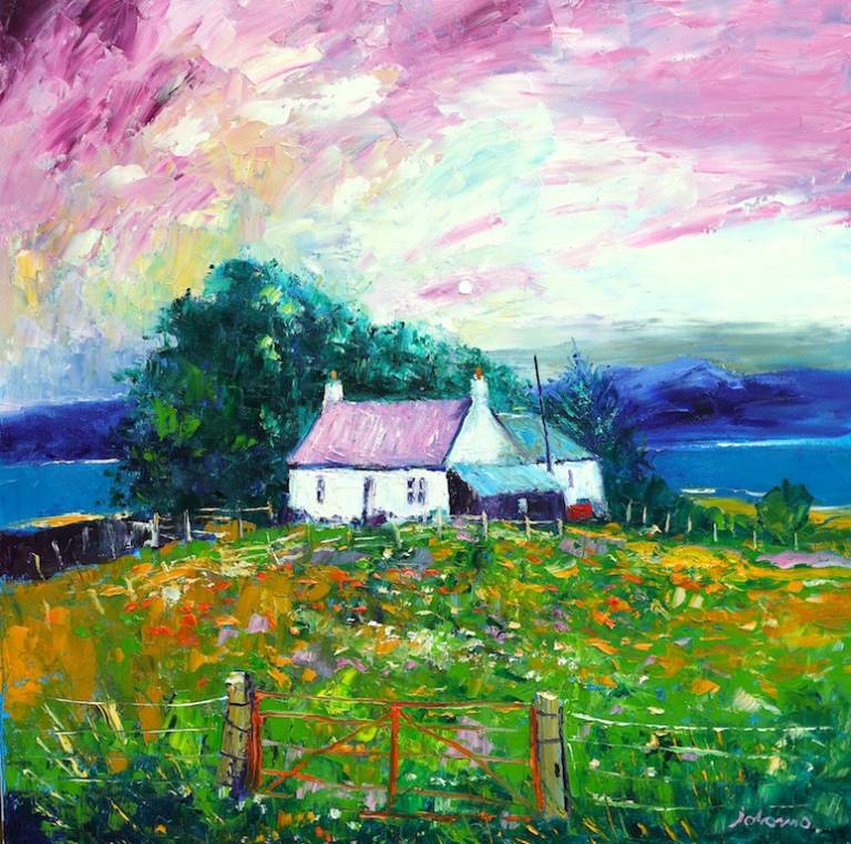 Morning Rain passing over Isle of Gigha - John Lowrie Morrison OBE
