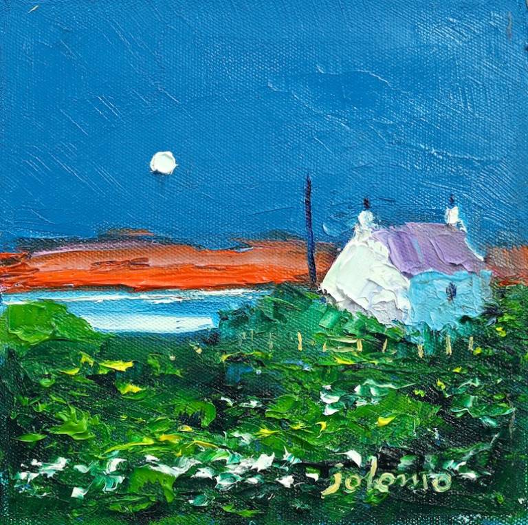 Wee croft in the moonlight Isle of Gigha                  SOLD - John Lowrie Morrison OBE