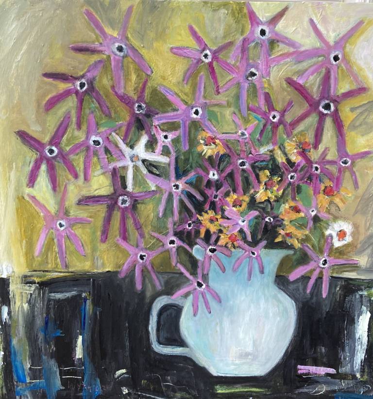 Little White jug with flowers - Caroline  Plummer