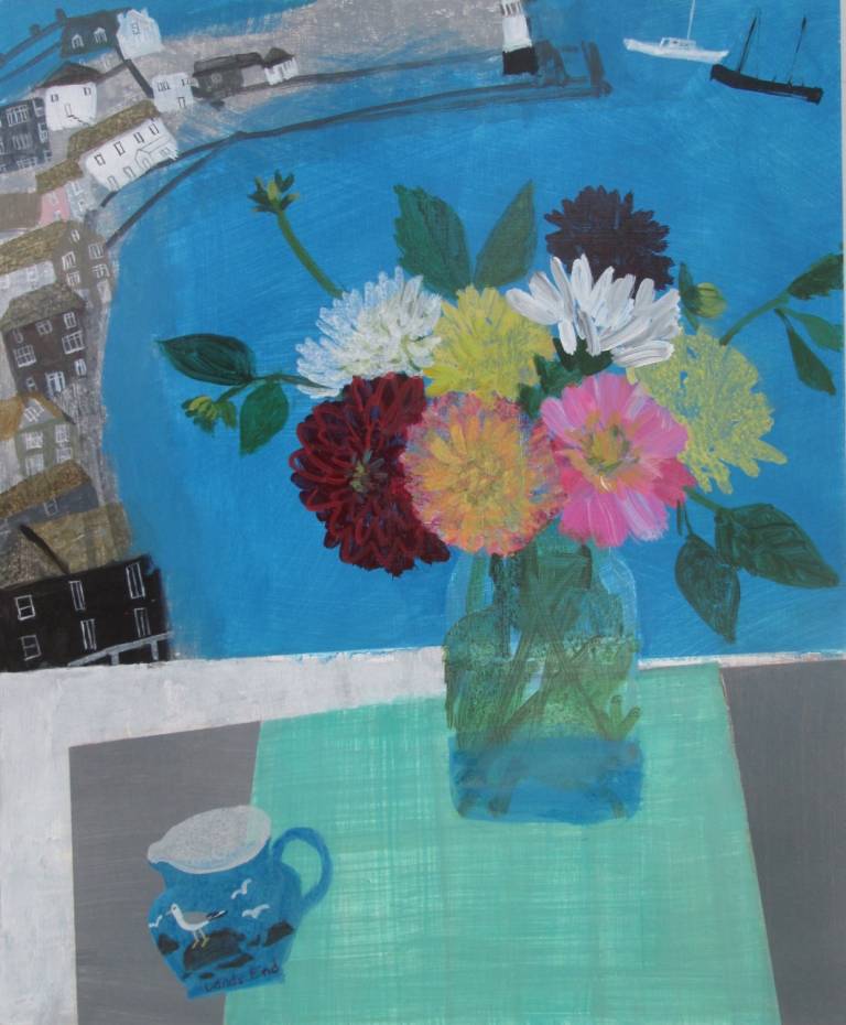 Emma Jeffryes - St.ives Harbour, St.just Dahlias, Lands End Jug