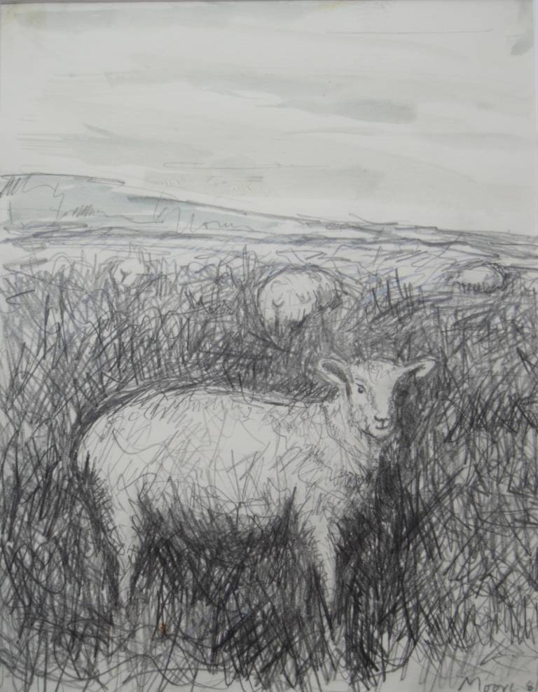 Henry  Moore - Sheep Grazing in a Landscape