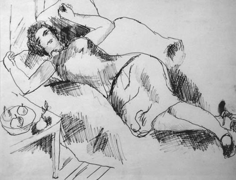 Christopher Wood - Reclining Female with Bowl of Fruit