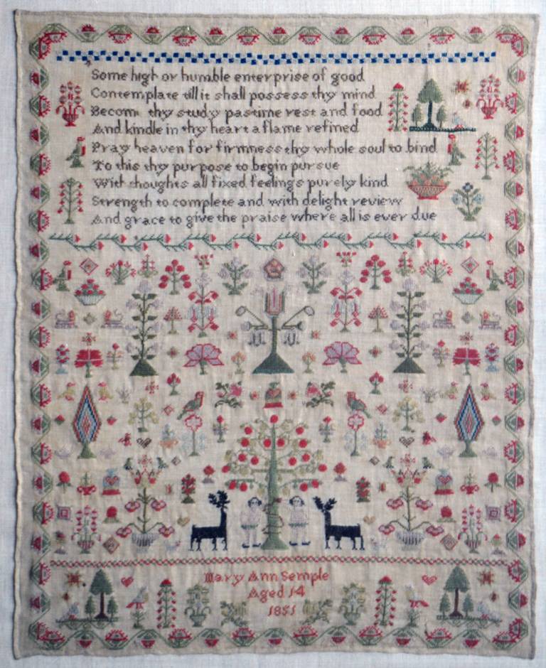 Sampler by Mary Ann Semple Aged 14 1855 - Mary Ann Semple