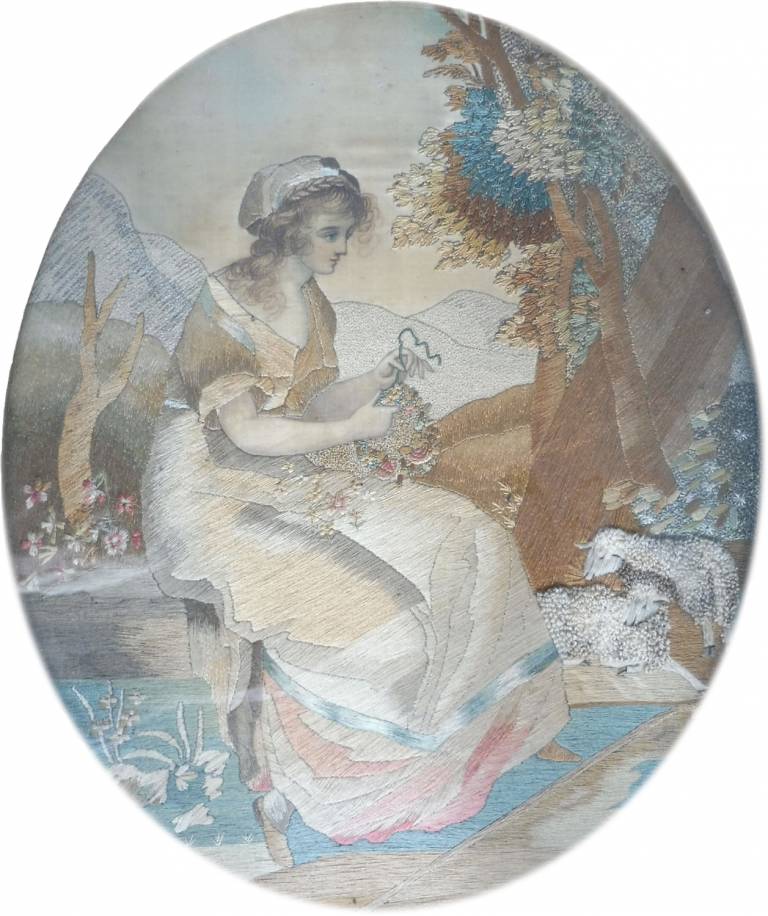 Unknown - Lady Sewing in a Pastoral Landscape