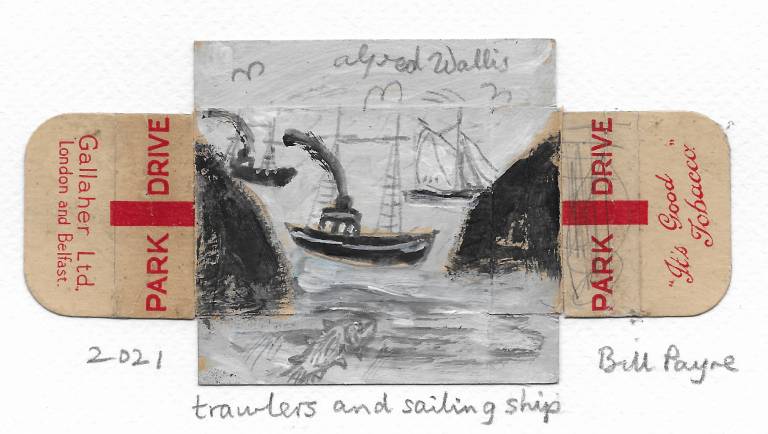 Bill  Payne - Trawlers and Sailing Ship after Alfred Wallis