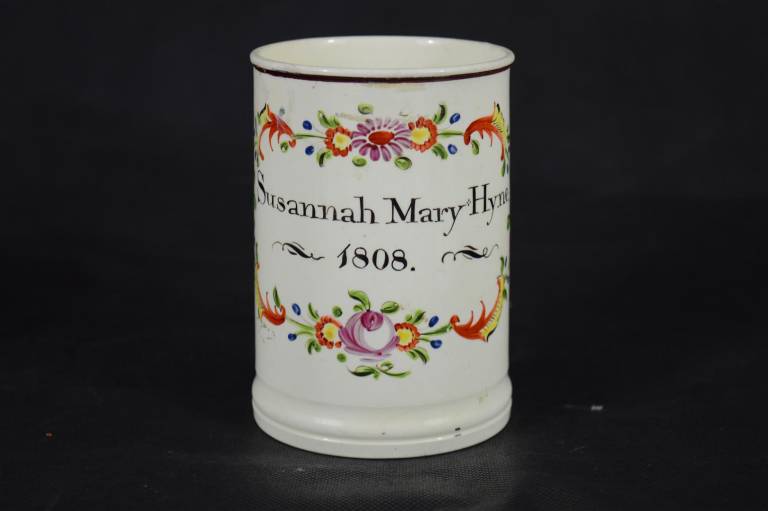 Unknown - Early Pearlware Mug Named Susannah Mary Hyne 1808