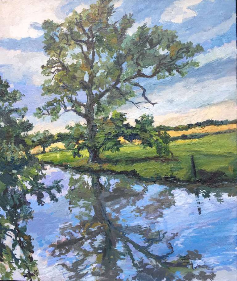Oak Tree by the River, Ludlow. Price includes Frame. - Sally Mole