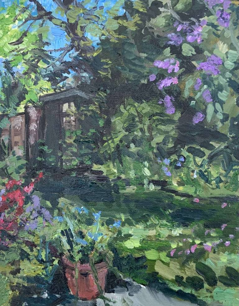 Purple Lilac and garden, currently in the Russell Gallery Putney - Sally Mole