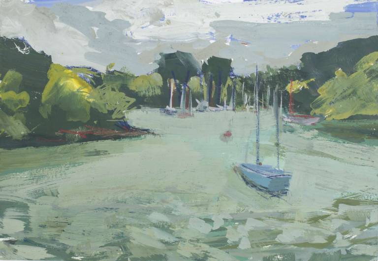 Boats on jade waters, Port Navas creek - Sophie Velzian