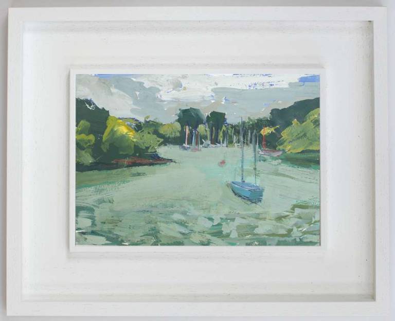 Boats on jade waters, Port Navas creek - Sophie Velzian