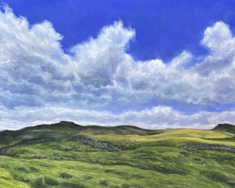 Looking over the Yorkshire Three Peaks from the Winding Road from Langcliff - Mary Waterfall