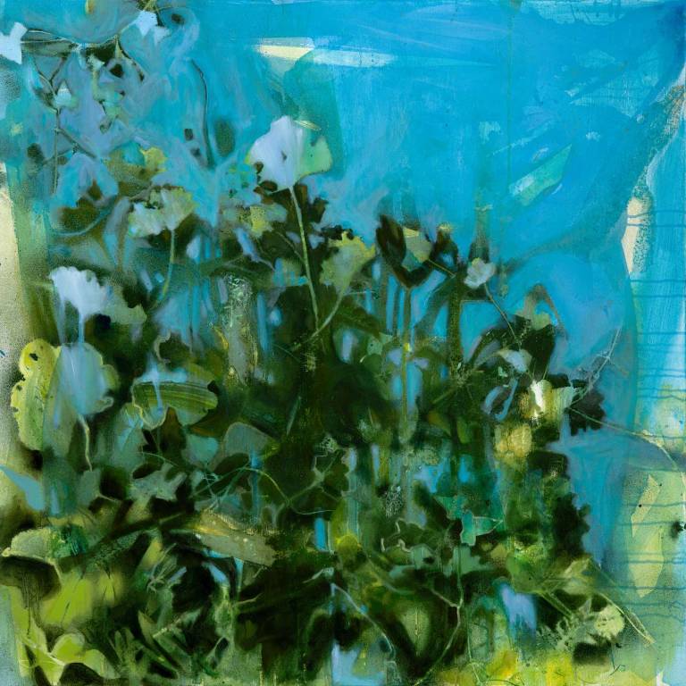 Blue Hollyhocks - Fiona Tracey