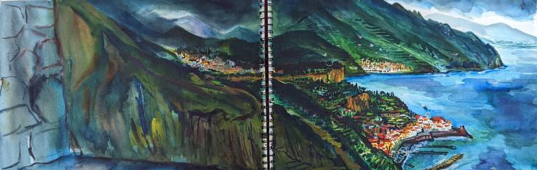 View looking down on Amalfi from the Cliffs of Agerola, Italy - Neil Pittaway