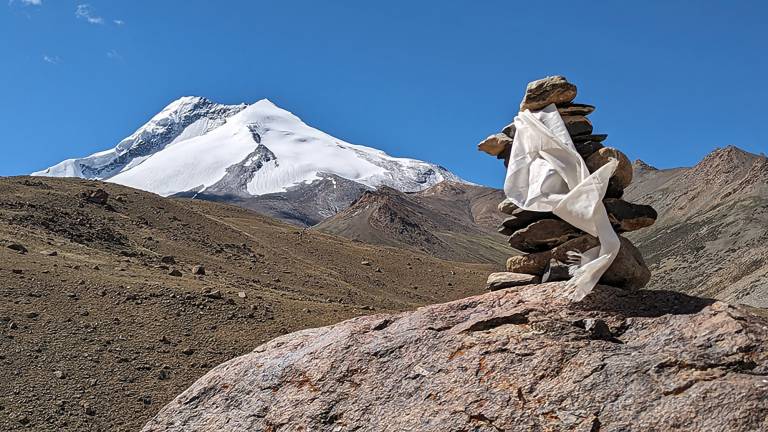 Mt. Kang Yatse II with shrine, Markha Valley, Ladakh, India - Neil Pittaway