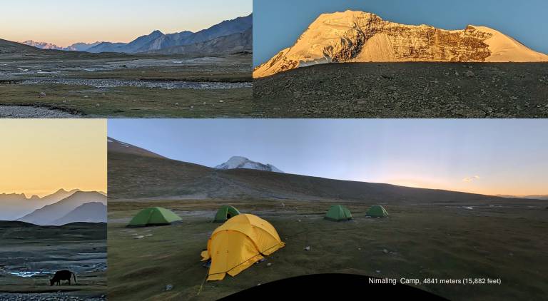 Day 5  With views of Nimaling Camp with views ofKang Yatse I and Kang Yatse II - Neil Pittaway