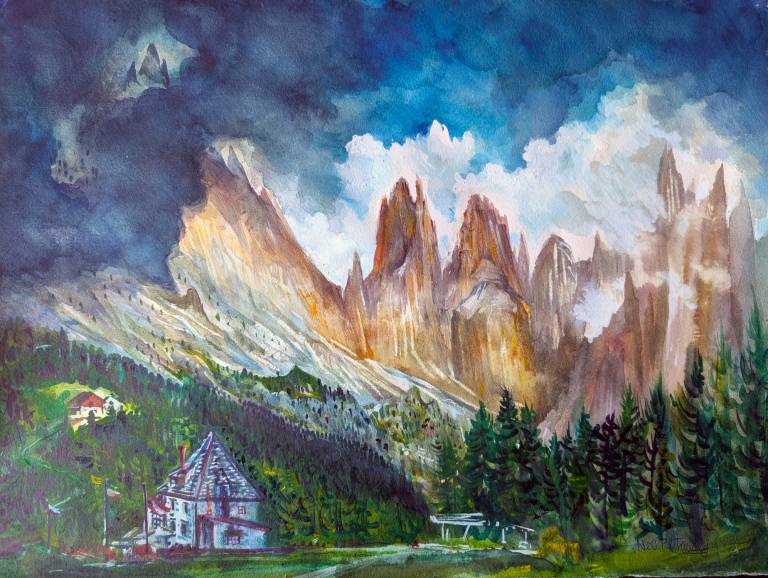 Storm moving in on the Catinaccio (Rosengarten), Massif Dolomites Italy - Neil Pittaway