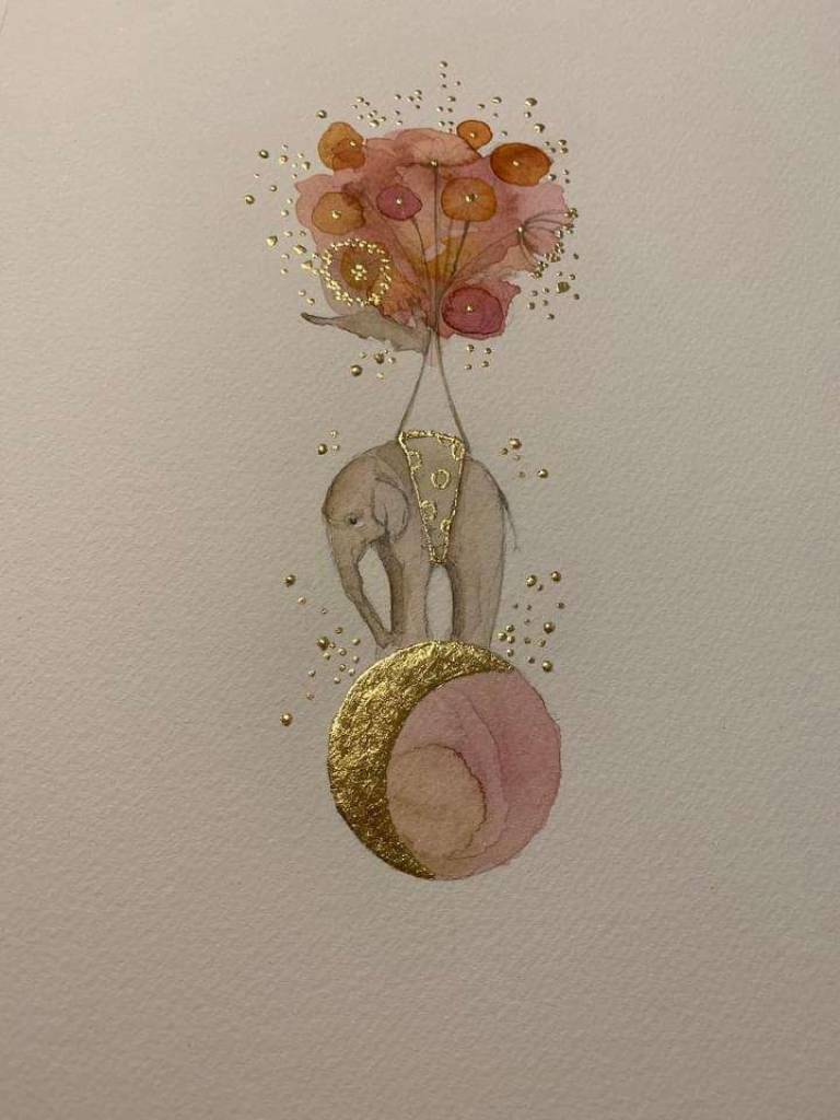 Dancing on the moon Suspended by a bunch of flowers SOLD - Jilly Henderson