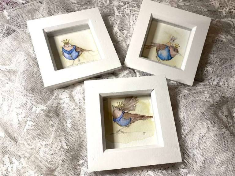 Oh Peep (three framed miniatures) SOLD - Jilly Henderson