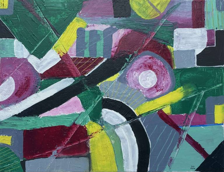 Pink and green abstract - Sue L Davis
