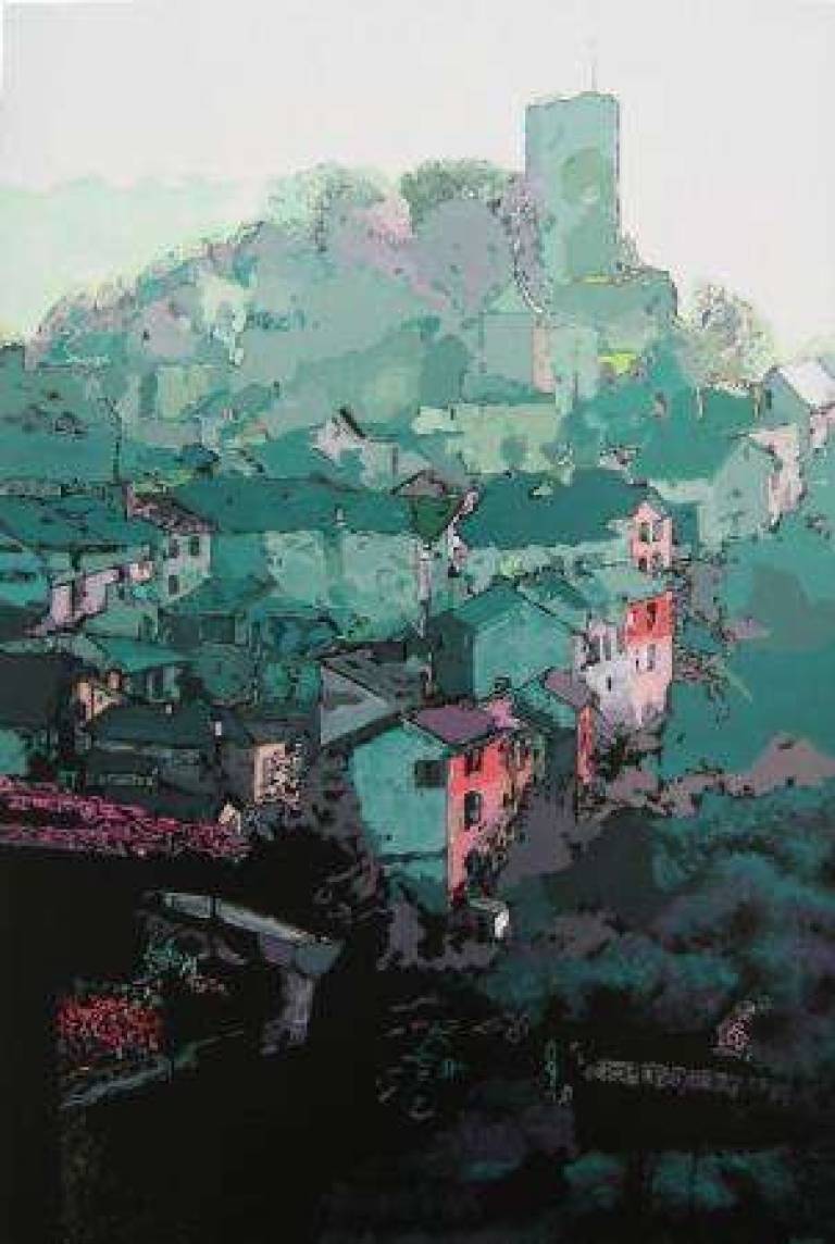 Caylus, SW France, from the West  -  Caylus: Vue de l'Ouest - Alan Humphries