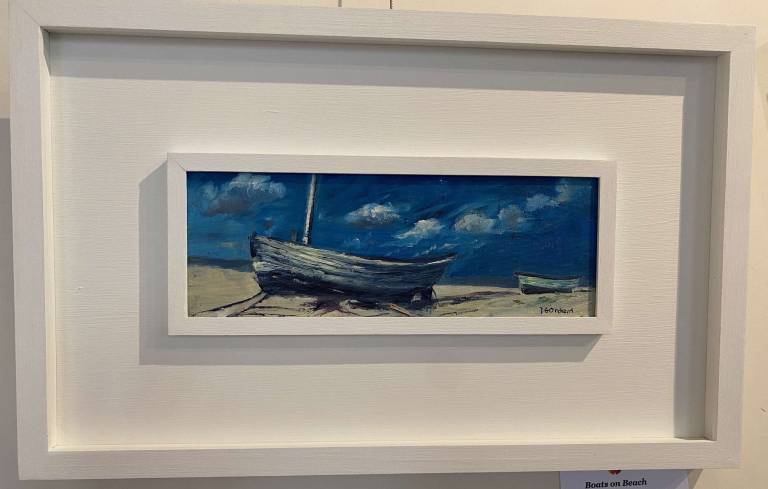 Boats on Beach (Framed) - Denise Orchard