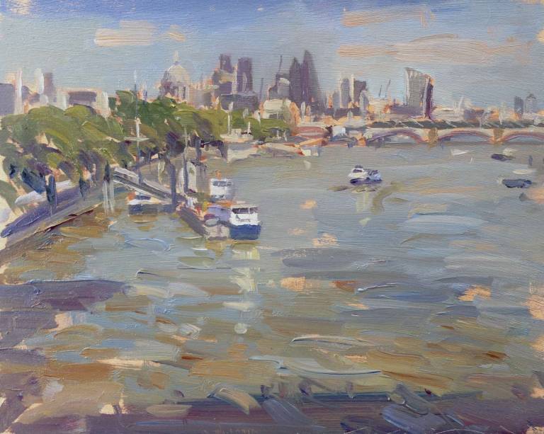 London, View from Waterloo Bridge (3) - (Sold) - Rod Major