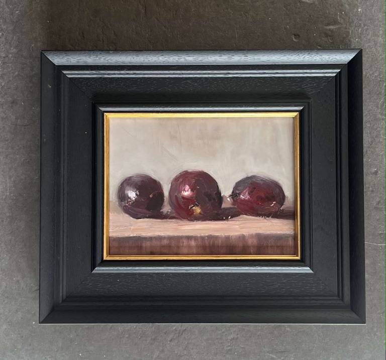 Three Ripe Plums - Still life - Sandy Morgan