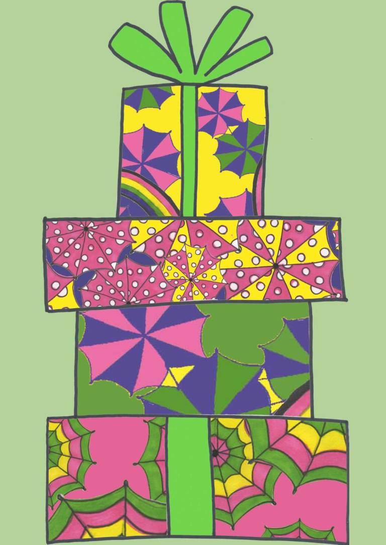 Pile of Presents - green visual - Jo Sargisson