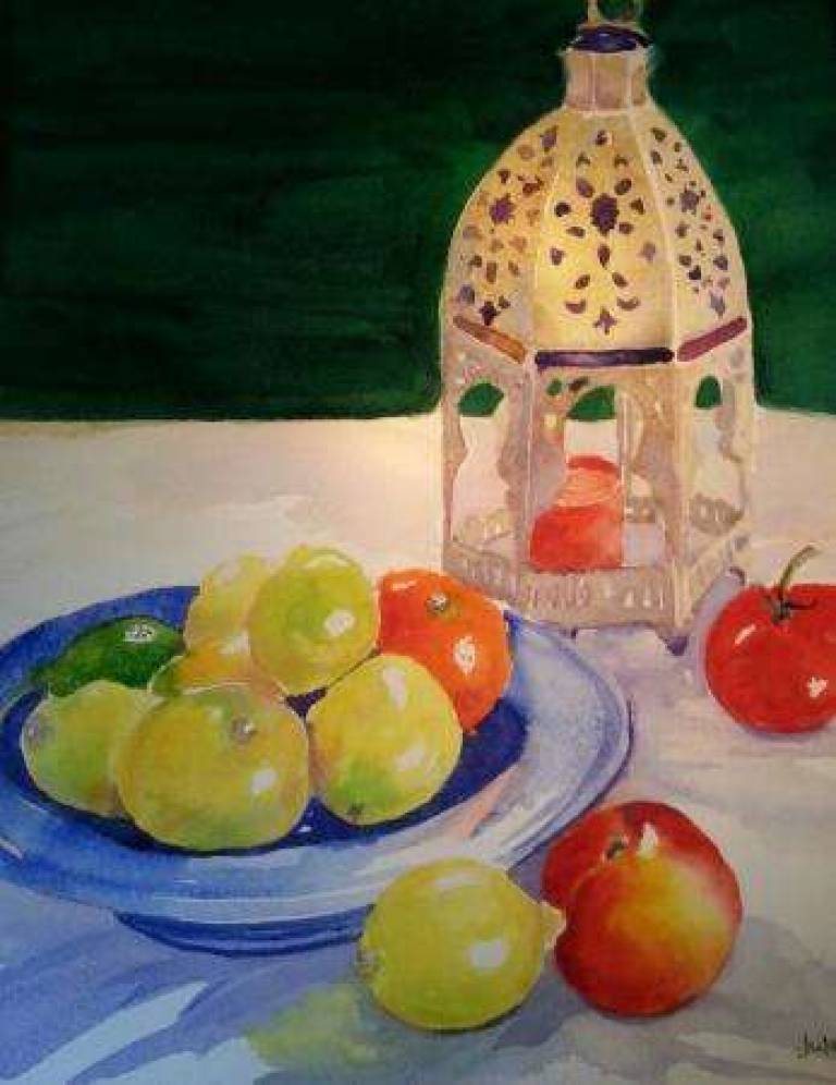 Moroccan lamp and fruit - Jules Hoare