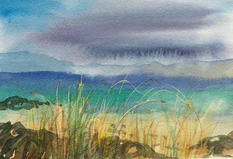 Mull from Iona with grasses - Jules Hoare