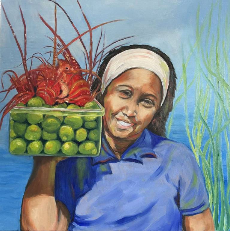 Girl with lobsters and limes, Antigua - Jules Hoare