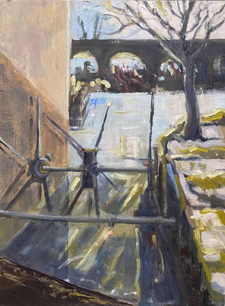 Mill in winter (on cradled panel) - Lyn O'Neill