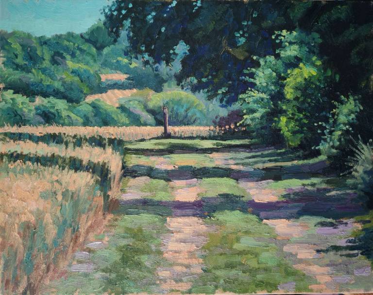 Toward "Lark Corner". (Fields above Berkhamsted), Hertfordshire. 2025. - Andrew Cochrane Dixon