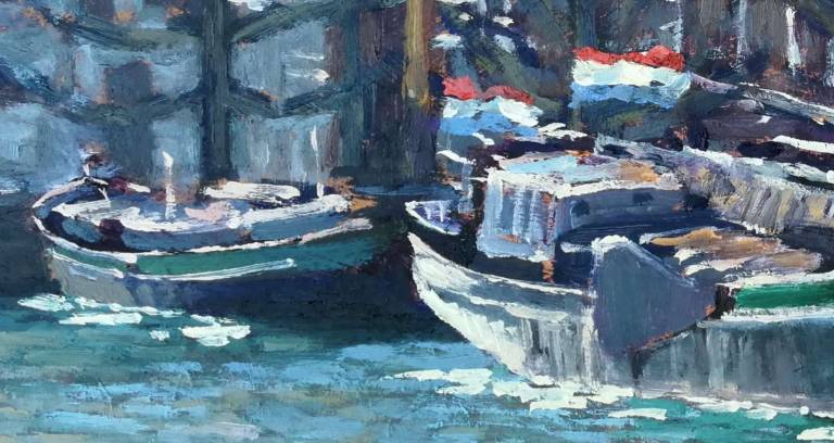 Barges at Dordrecht, detail. - Andrew Cochrane Dixon